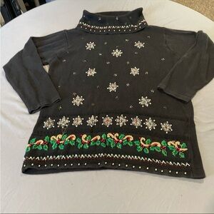 BP design vintage Christmas beaded turtleneck sweater size XL